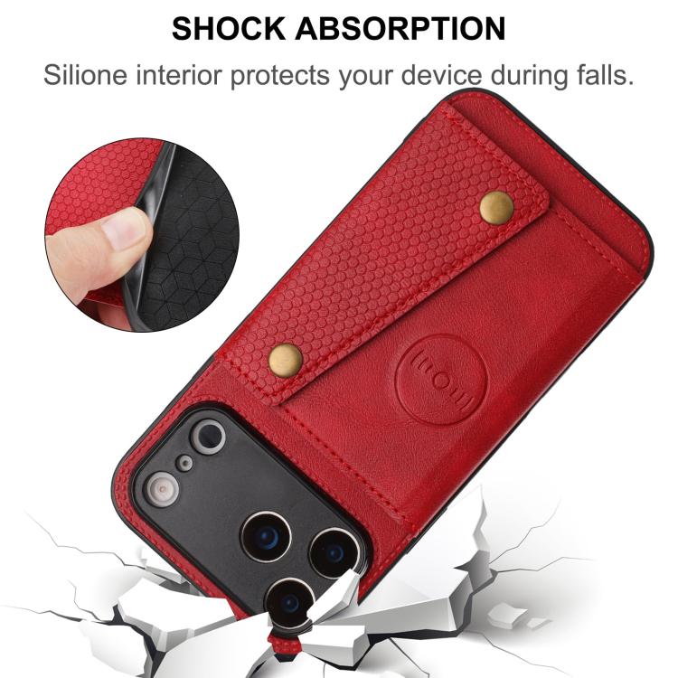 For iPhone 17 Pro Max Double Buckle Card Slots Magnetic Phone Case