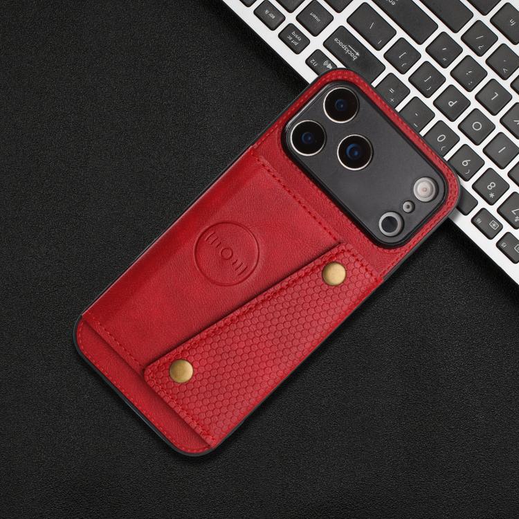 For iPhone 17 Pro Max Double Buckle Card Slots Magnetic Phone Case