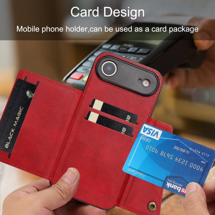 For iPhone Air Double Buckle Card Slots Magnetic Phone Case