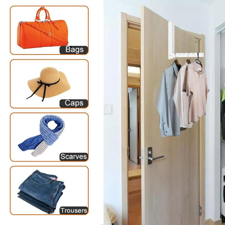 2pcs / Pack Heavy Duty Door Mounted Clothes Hanger Foldable Hook - White