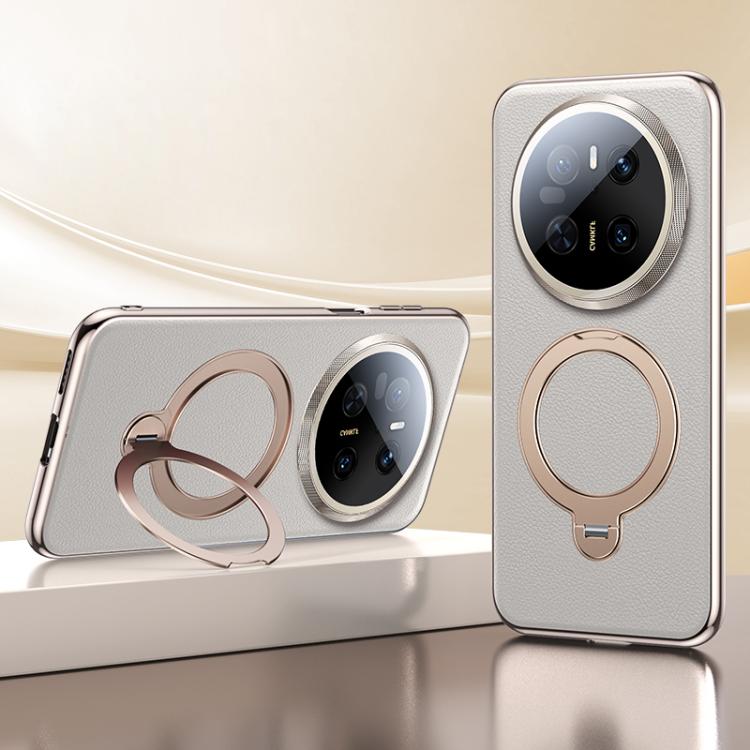 For Huawei Mate 70 Skin Feel Leather Texture Cooling MagSafe Phone Case with 360 Degrees Rotating Holder