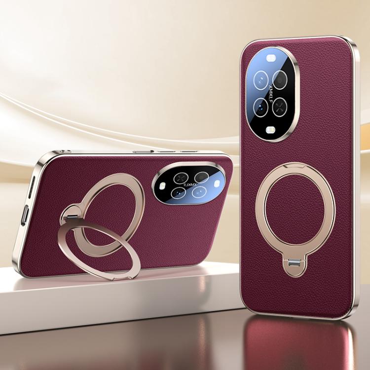 For Huawei nova 15 Skin Feel Leather Texture Cooling MagSafe Phone Case with 360 Degrees Rotating Holder