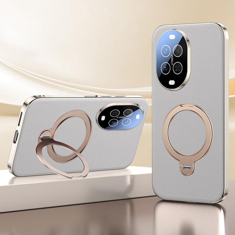For Huawei nova 15 Skin Feel Leather Texture Cooling MagSafe Phone Case with 360 Degrees Rotating Holder