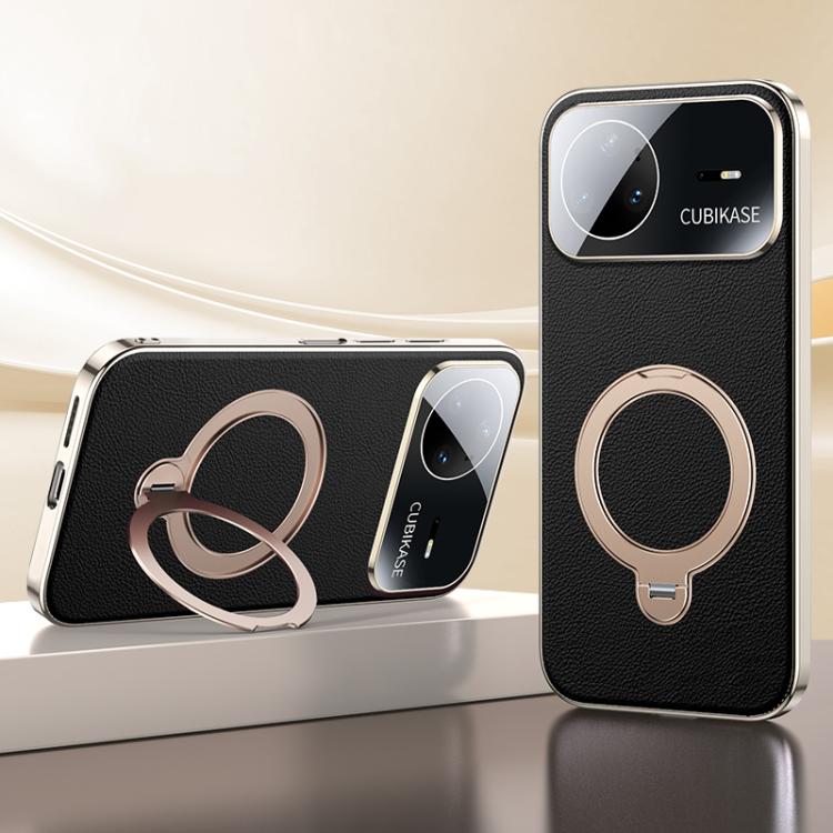 For Huawei nova 15 Pro Skin Feel Leather Texture Cooling MagSafe Phone Case with 360 Degrees Rotating Holder