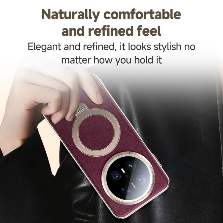 For Huawei Mate 60 Skin Feel Leather Texture Cooling MagSafe Phone Case with 360 Degrees Rotating Holder