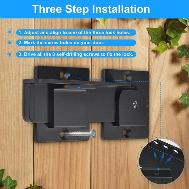 Heavy Duty Metal Door Latch with Padlock Hole Flip Door Lock for Wooden Doors - Black