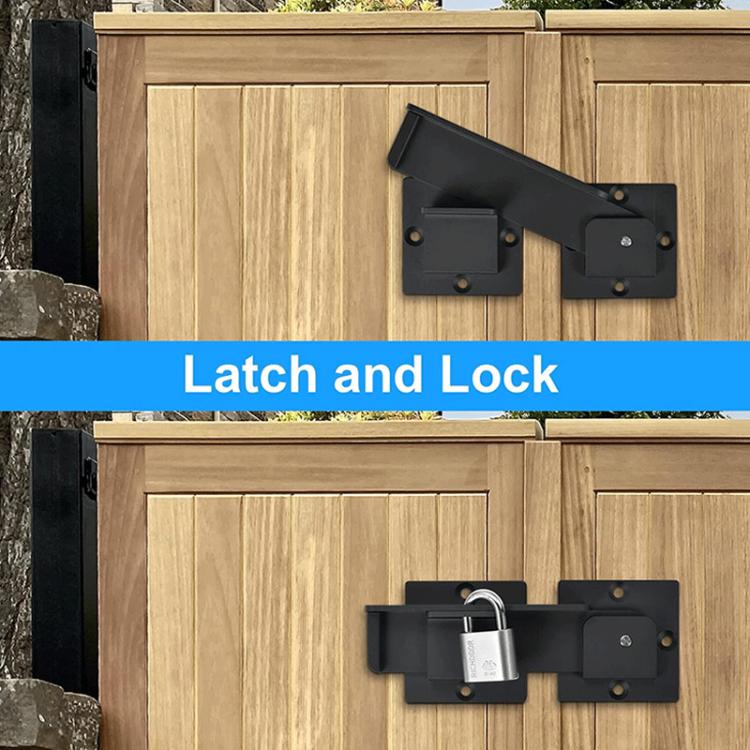 Heavy Duty Metal Door Latch with Padlock Hole Flip Door Lock for Wooden Doors - Black