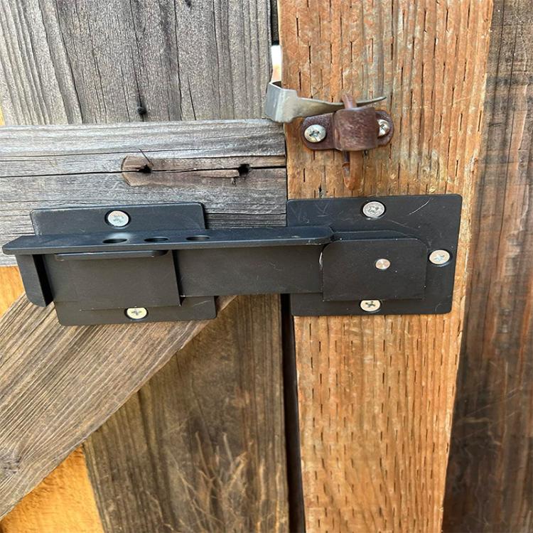 Heavy Duty Metal Door Latch with Padlock Hole Flip Door Lock for Wooden Doors - Black
