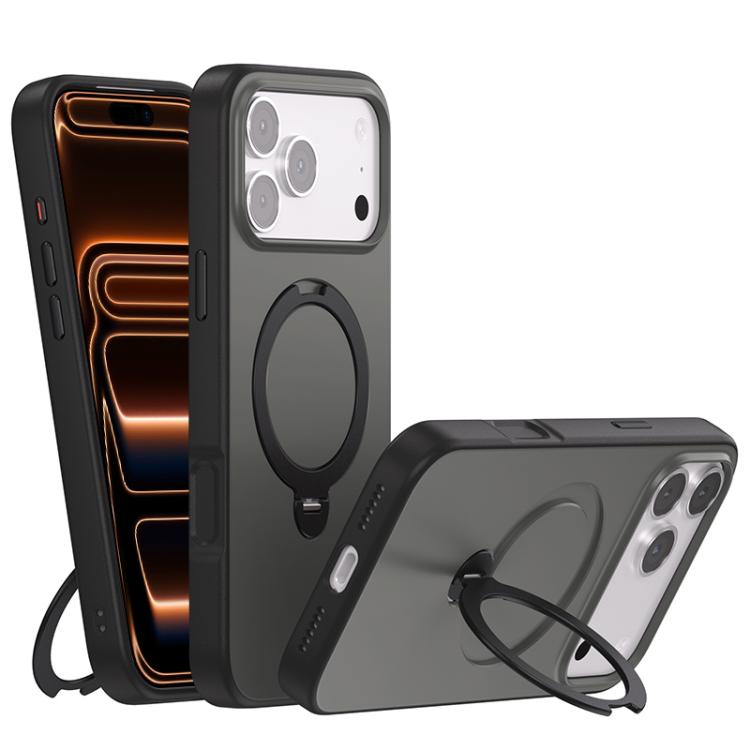 For iPhone 17 Pro Max Contrast Color Rotation Holder Magsafe Phone Case
