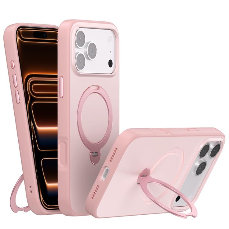 For iPhone 17 Pro Contrast Color Rotation Holder Magsafe Phone Case