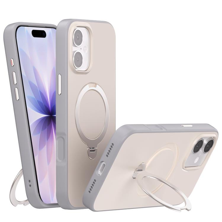 For iPhone 17 Contrast Color Rotation Holder Magsafe Phone Case