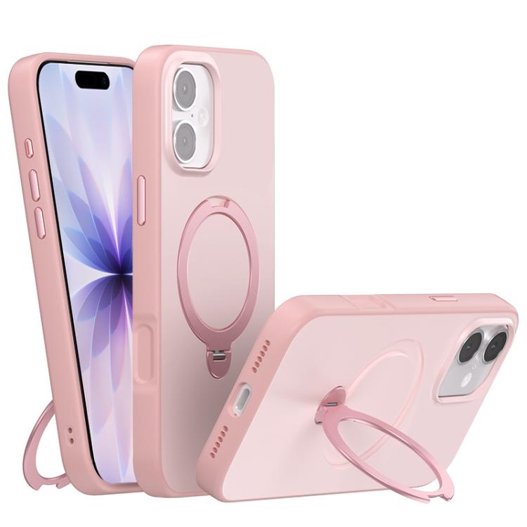 For iPhone 17 Contrast Color Rotation Holder Magsafe Phone Case