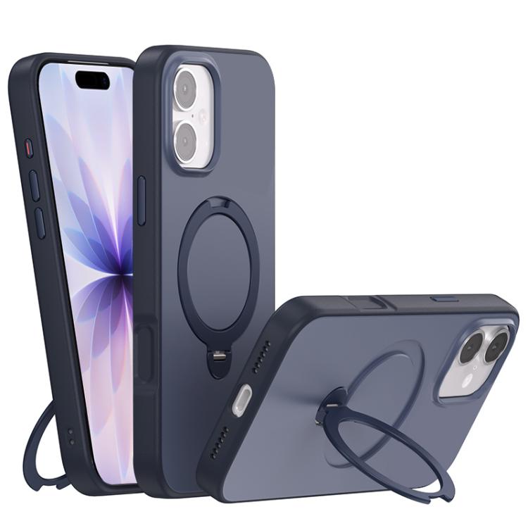 For iPhone 17 Contrast Color Rotation Holder Magsafe Phone Case