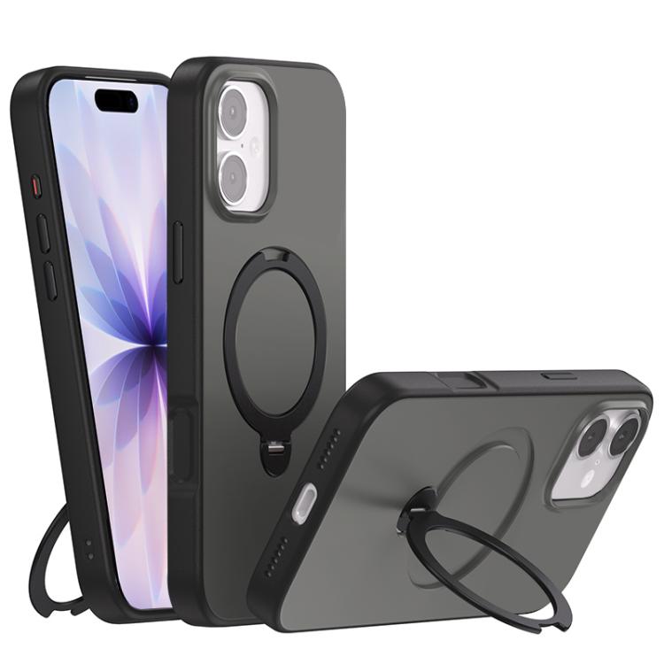 For iPhone 17 Contrast Color Rotation Holder Magsafe Phone Case