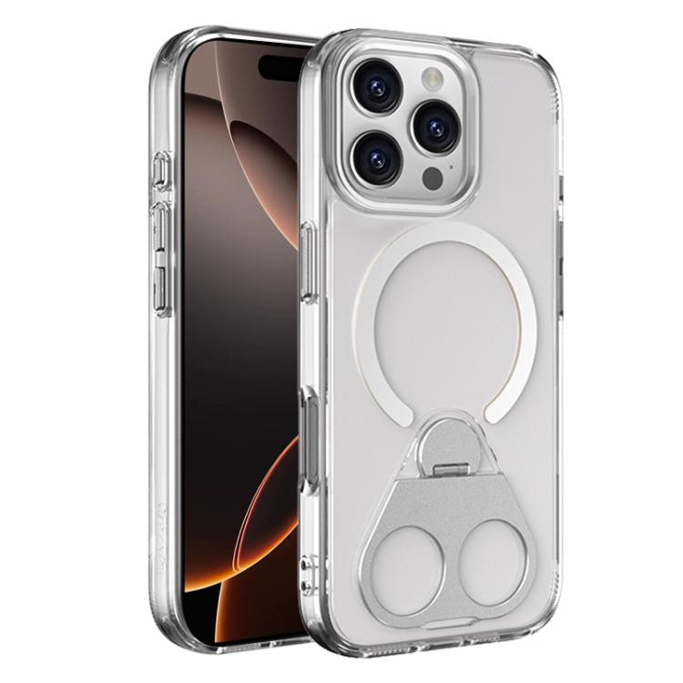 For iPhone 16 Pro Max High Transparent MagSafe TPU Phone Case with 360 Degrees Rotating Ring Holder