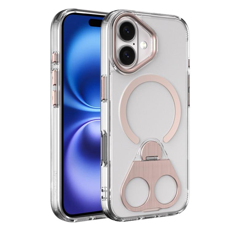 For iPhone 16 High Transparent MagSafe TPU Phone Case with 360 Degrees Rotating Ring Holder