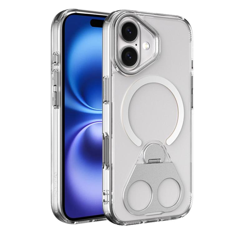 For iPhone 16 High Transparent MagSafe TPU Phone Case with 360 Degrees Rotating Ring Holder