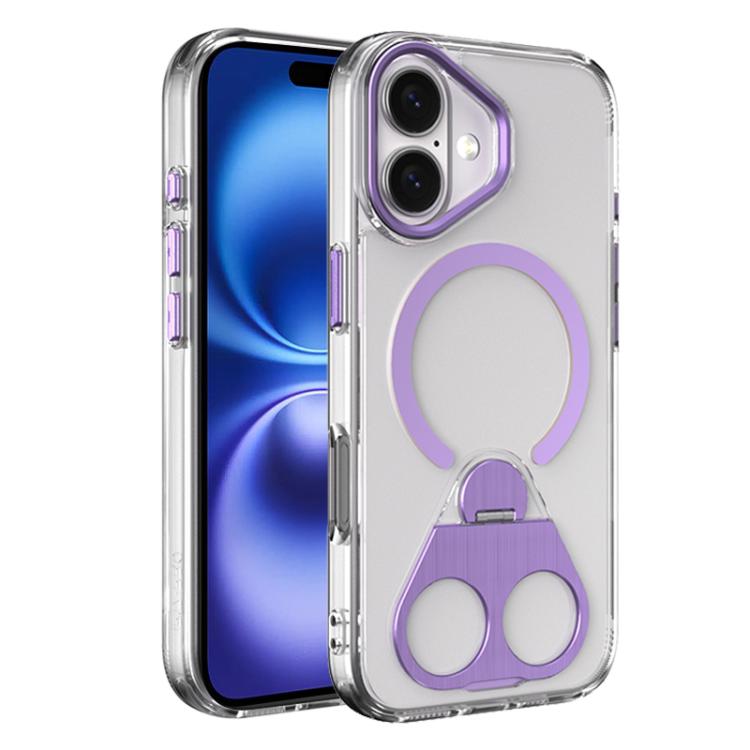 For iPhone 16 High Transparent MagSafe TPU Phone Case with 360 Degrees Rotating Ring Holder