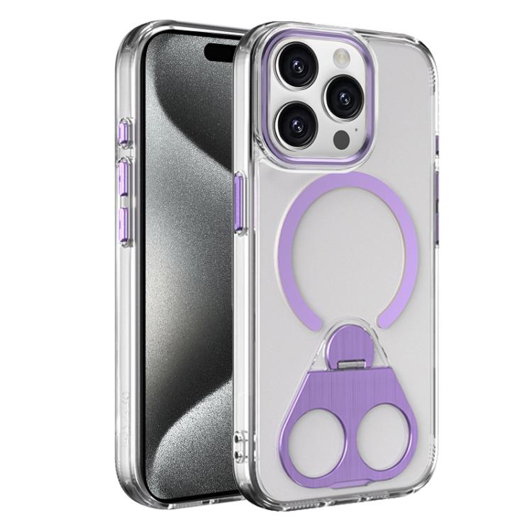 For iPhone 15 Pro High Transparent MagSafe TPU Phone Case with 360 Degrees Rotating Ring Holder
