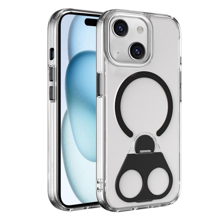 For iPhone 15 Plus High Transparent MagSafe TPU Phone Case with 360 Degrees Rotating Ring Holder