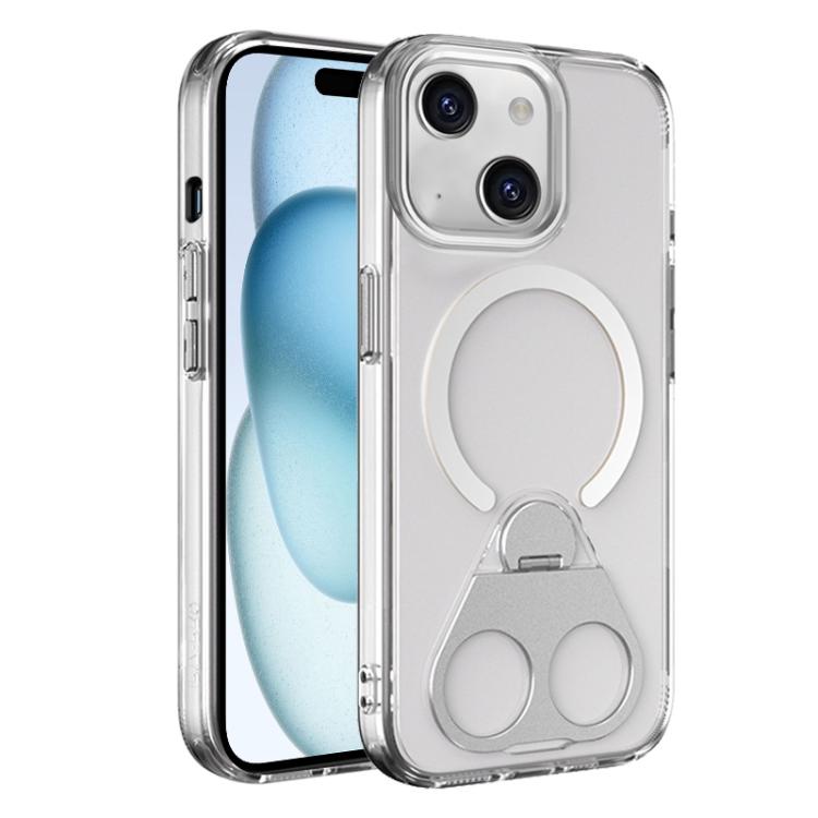 For iPhone 15 Plus High Transparent MagSafe TPU Phone Case with 360 Degrees Rotating Ring Holder