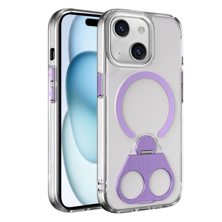For iPhone 15 Plus High Transparent MagSafe TPU Phone Case with 360 Degrees Rotating Ring Holder