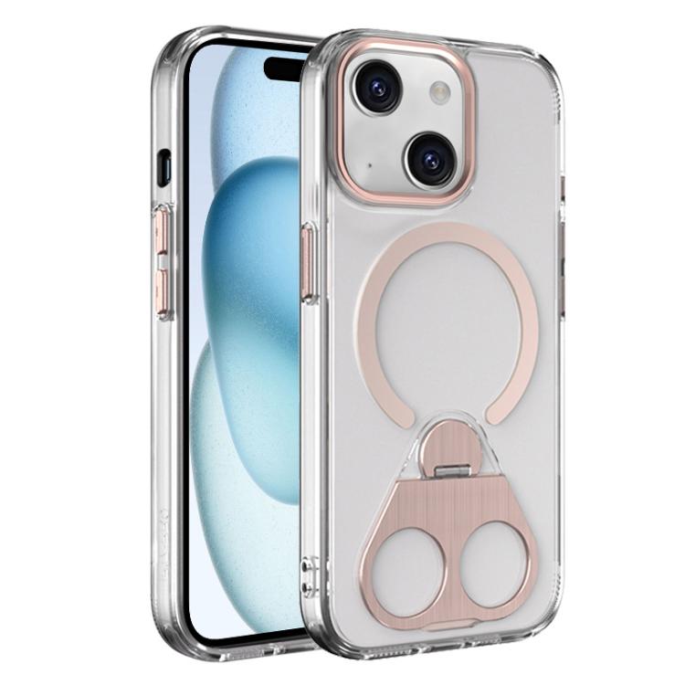 For iPhone 15 High Transparent MagSafe TPU Phone Case with 360 Degrees Rotating Ring Holder