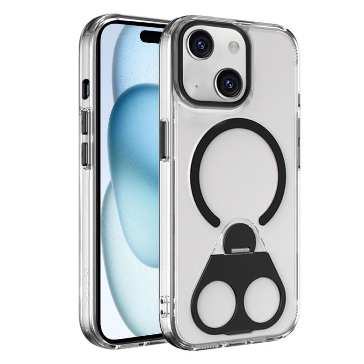 For iPhone 15 High Transparent MagSafe TPU Phone Case with 360 Degrees Rotating Ring Holder