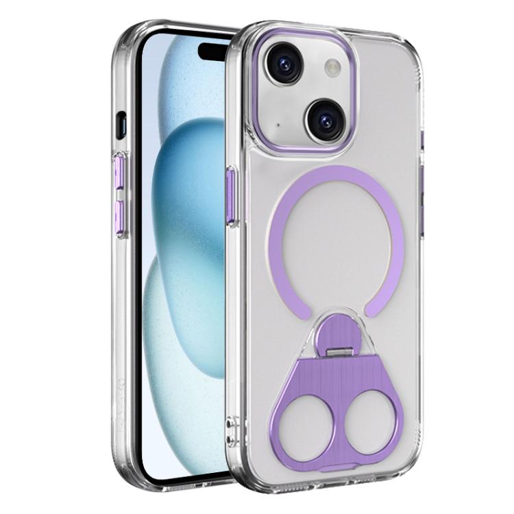 For iPhone 15 High Transparent MagSafe TPU Phone Case with 360 Degrees Rotating Ring Holder