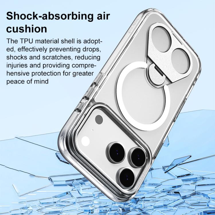 For iPhone 17 High Transparent MagSafe TPU Phone Case with 360 Degrees Rotating Ring Holder