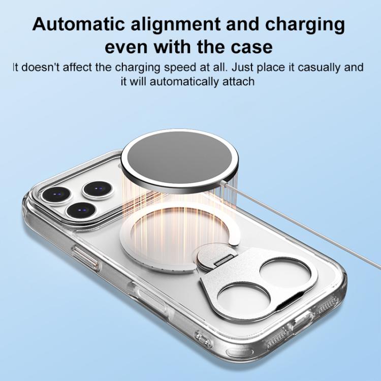 For iPhone 17 Pro Max High Transparent MagSafe TPU Phone Case with 360 Degrees Rotating Ring Holder