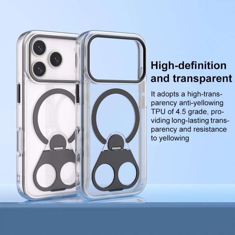 For iPhone 17 Pro Max High Transparent MagSafe TPU Phone Case with 360 Degrees Rotating Ring Holder