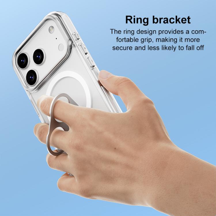 For iPhone 17 Pro Max High Transparent MagSafe TPU Phone Case with 360 Degrees Rotating Ring Holder