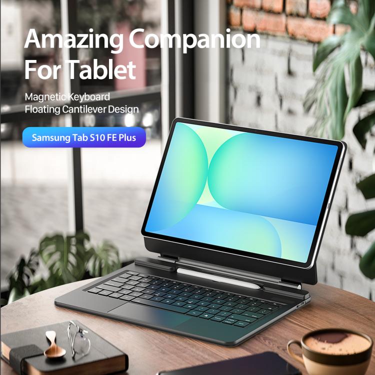 For Samsung Galaxy Tab S10 FE+  DUX DUCIS MK Series Floating Magnetic Keyboard Tablet Leather Case - Black
