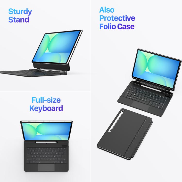 For Samsung Galaxy Tab S10 FE+  DUX DUCIS MK Series Floating Magnetic Keyboard Tablet Leather Case - Black