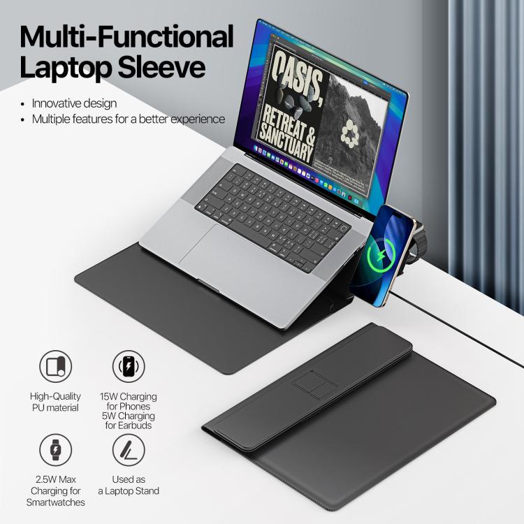 DUX DUCIS AirQ Series Multifunctional Wireless Charging Laptop Sleeve For 15-16 inch