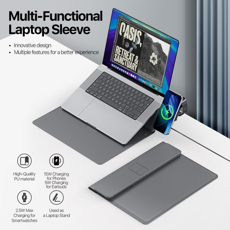 DUX DUCIS AirQ Series Multifunctional Wireless Charging Laptop Sleeve For 15-16 inch