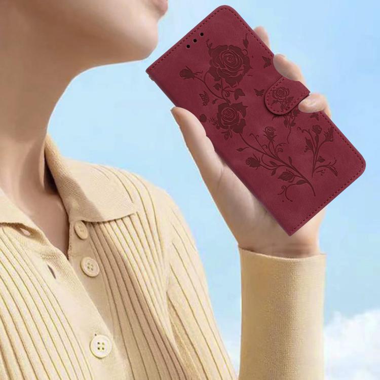 For Redmi 15C 5G/4G EU 173mm/Poco C85 5G Rose Flower Embossing Pattern Leather Phone Case
