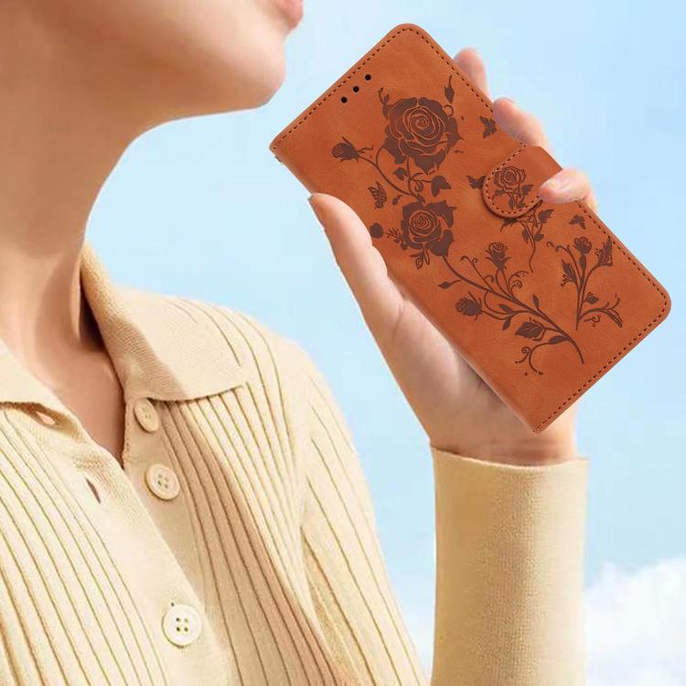 For Redmi 15T 5G Rose Flower Embossing Pattern Leather Phone Case