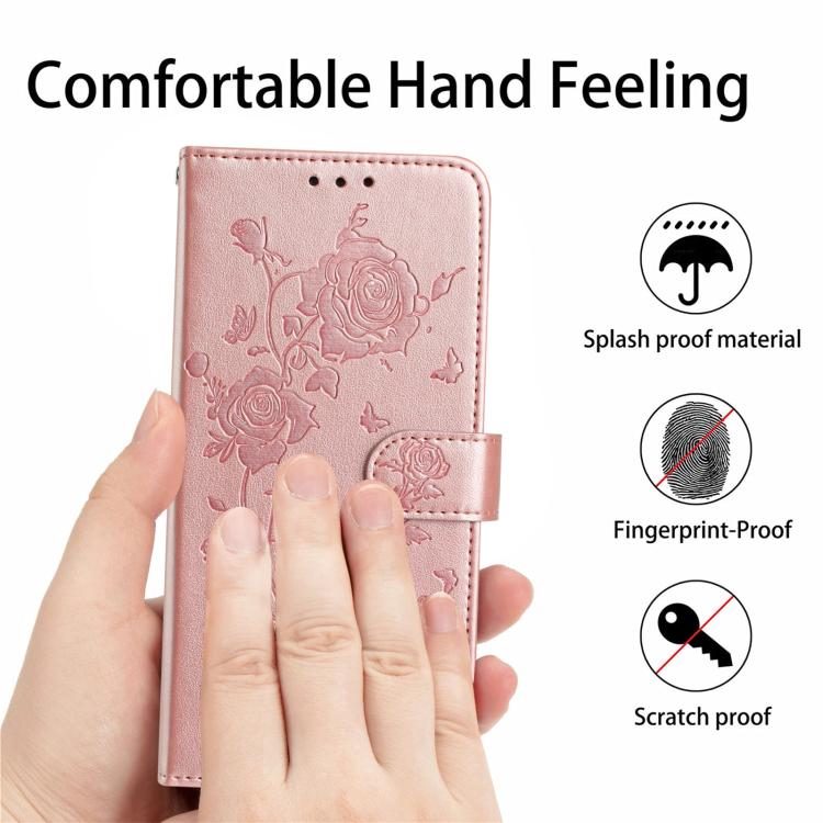 For Redmi K90/Poco F8 Pro Rose Flower Embossing Pattern Leather Phone Case