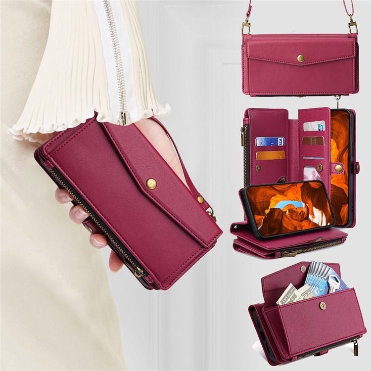For Google Pixel 10a Zipper Wallet Side Buckle Crossbody Lanyard Leather Phone Case