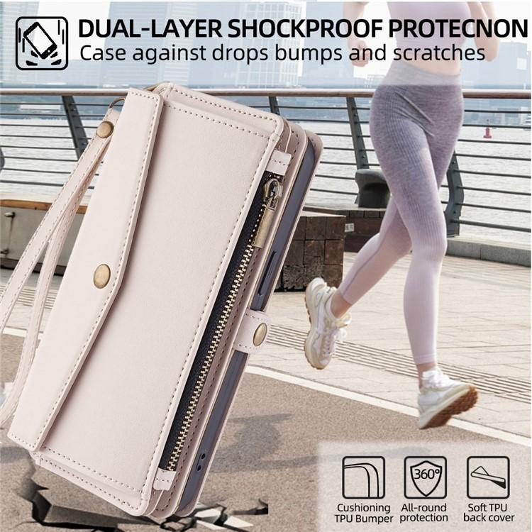 For Google Pixel 10a Zipper Wallet Side Buckle Crossbody Lanyard Leather Phone Case