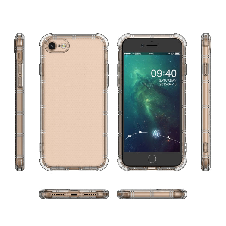 For iPhone SE 2022 / SE 2020 / 8 / 7 Straight Edge Dual Bone-bits Shockproof TPU Clear Case