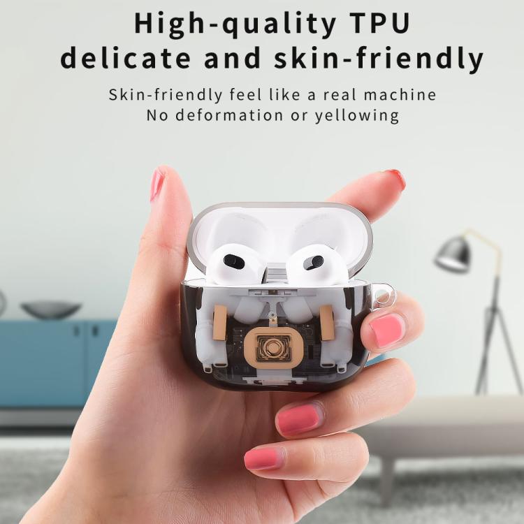 For AirPods Pro 3 Mechanical Structure Earbuds Box Protective Case - Transparent