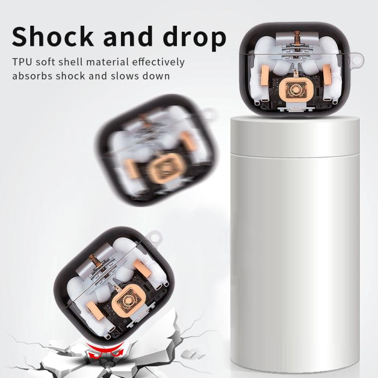 For AirPods Pro 3 Mechanical Structure Earbuds Box Protective Case - Transparent