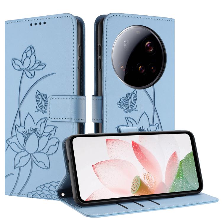 For Xiaomi 15 Ultra Lotus Embossed Leather Phone Case with Lanyard