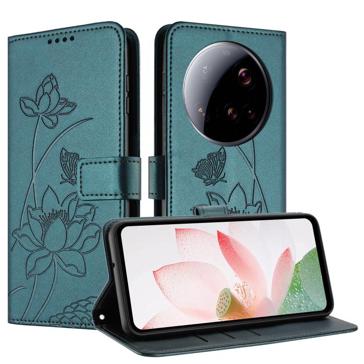 For Xiaomi 15 Ultra Lotus Embossed Leather Phone Case with Lanyard
