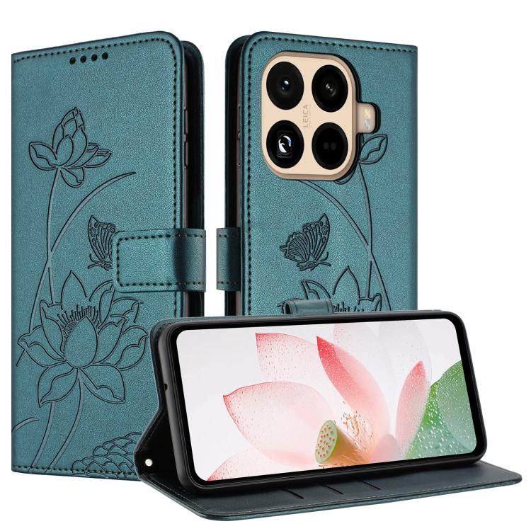 For Xiaomi 15T Pro Lotus Embossed Leather Phone Case with Lanyard