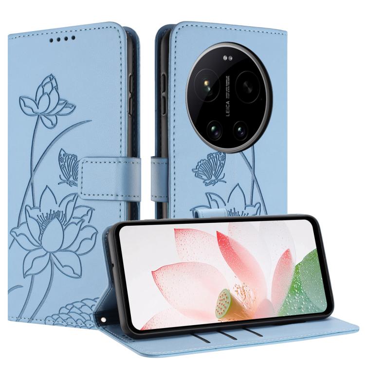 For Xiaomi 17 Ultra Lotus Embossed Leather Phone Case with Lanyard