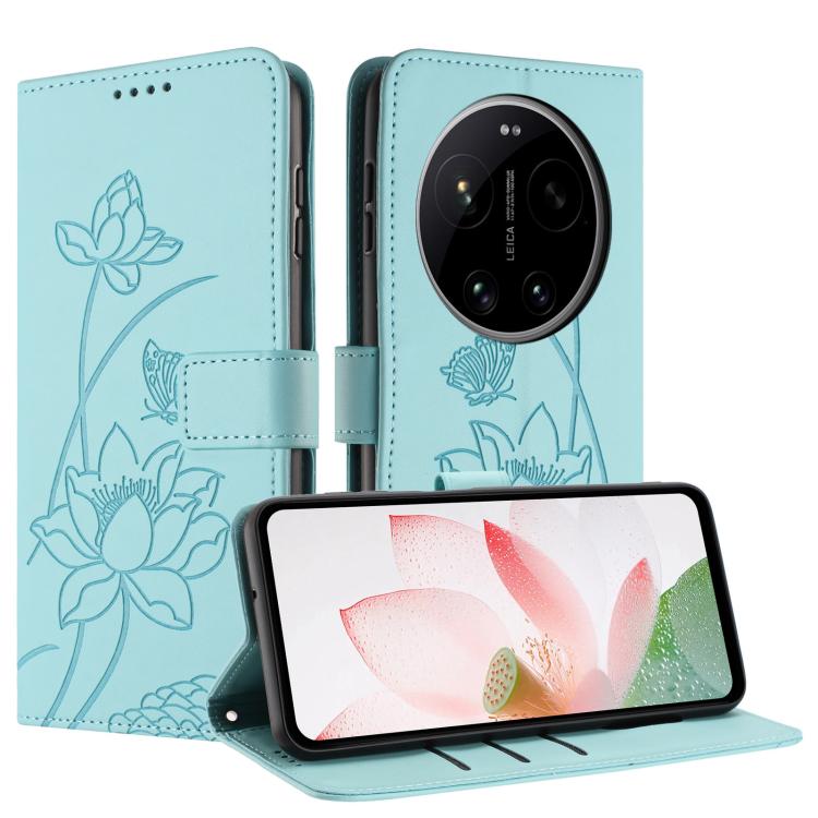 For Xiaomi 17 Ultra Lotus Embossed Leather Phone Case with Lanyard